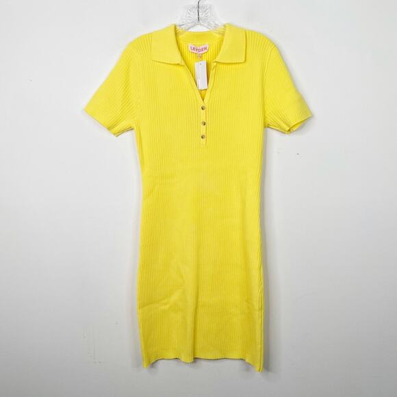 NWT LEYDEN Ribbed Polo 1/4 Button Short Sleeve Dress in Sunshine Sz. XL - Picture 3 of 6
